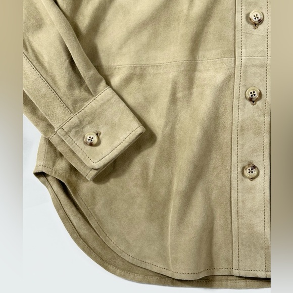 Ralph Lauren Women’s Goat Suede Button Up Long Sleeve Shirt / Jacket Tan - XXL - Picture 6 of 10
